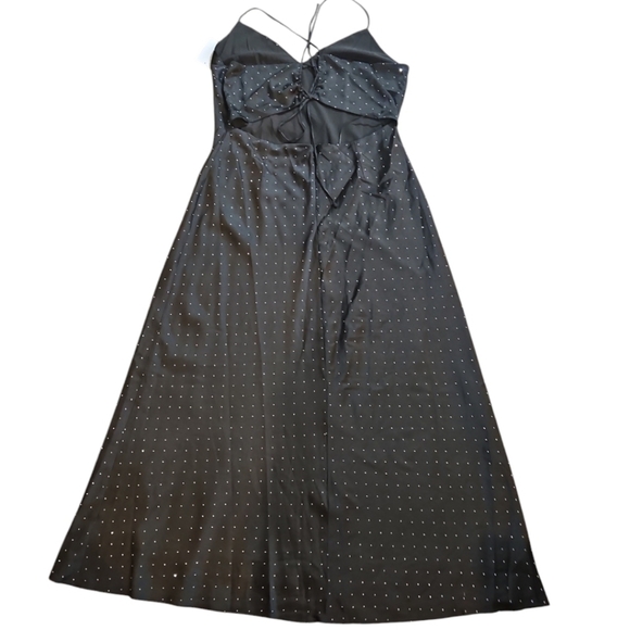 Astr Black Backless Sundress with Spaghetti Strap Rhinestone Cocktail Maxi Dress - Picture 9 of 13